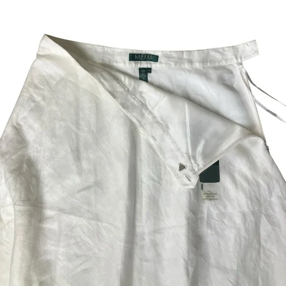 Lauren Ralph Lauren NWT 100% Linen White Midi Flared A Line Skirt Women’s 8P - Picture 4 of 10